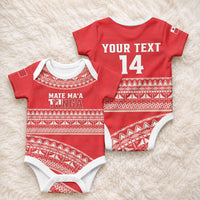 Mate Ma'a Tonga 2026 Rugby Custom Baby Onesie Go Champions Tongan Ngatu Pattern LT14 - Polynesian Pride