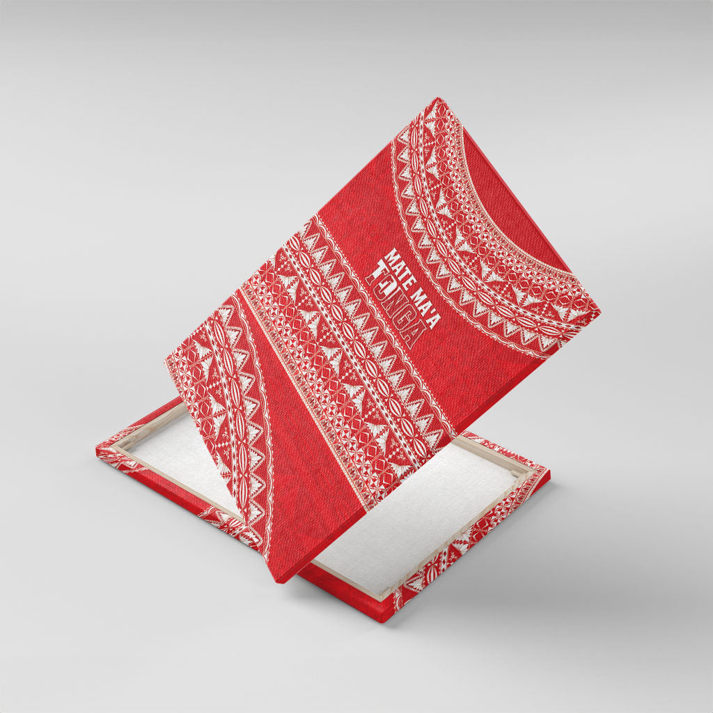 Mate Ma'a Tonga 2026 Rugby Canvas Wall Art Go Champions Tongan Ngatu Pattern LT14 With Frame Red - Polynesian Pride