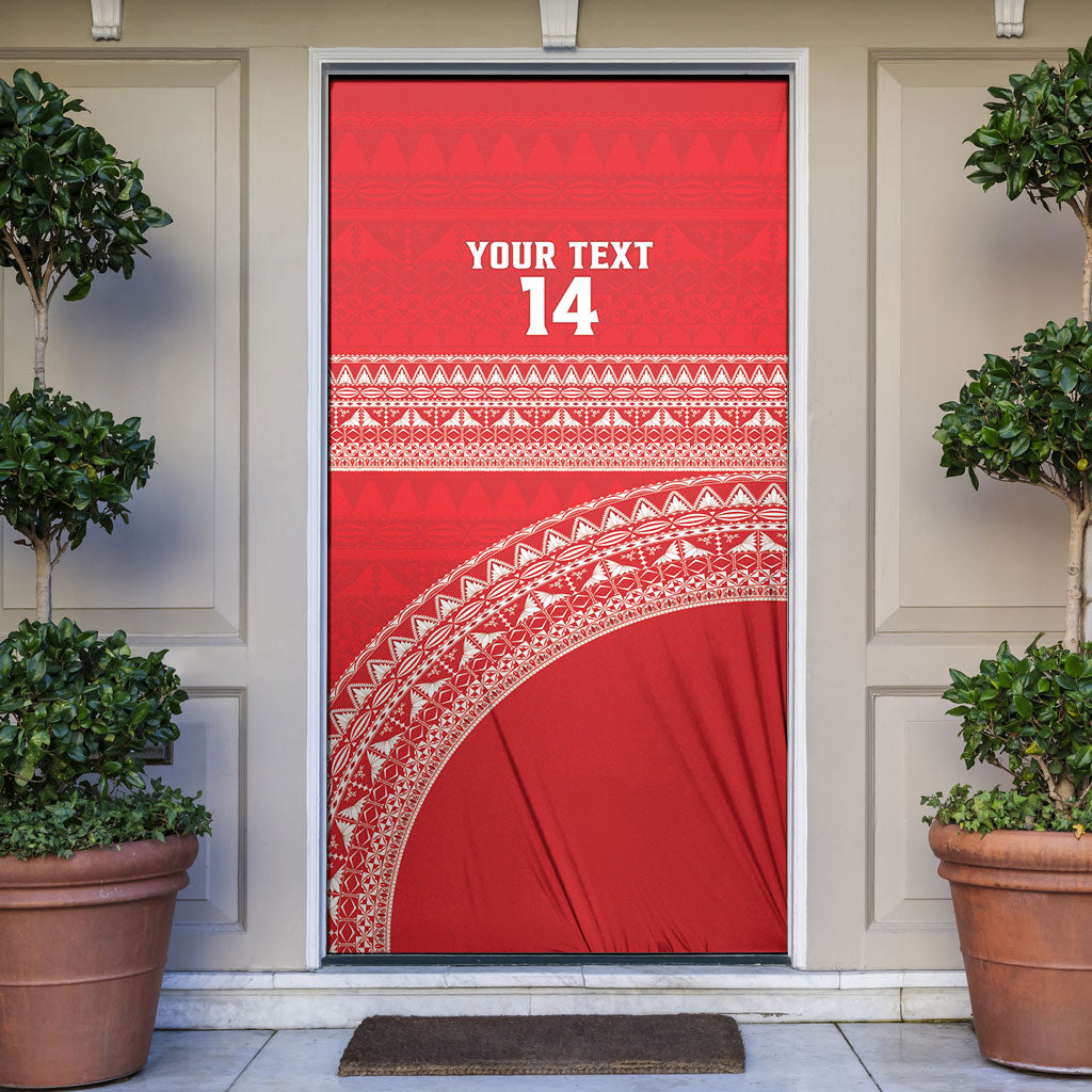 Mate Ma'a Tonga 2026 Rugby Custom Door Cover Go Champions Tongan Ngatu Pattern LT14 Red - Polynesian Pride