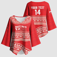 Mate Ma'a Tonga 2026 Rugby Custom Kimono Sleeve Blouse Go Champions Tongan Ngatu Pattern LT14 - Polynesian Pride