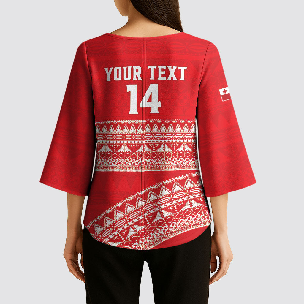 Mate Ma'a Tonga 2026 Rugby Custom Kimono Sleeve Blouse Go Champions Tongan Ngatu Pattern LT14 - Polynesian Pride