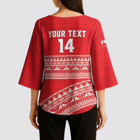 Mate Ma'a Tonga 2026 Rugby Custom Kimono Sleeve Blouse Go Champions Tongan Ngatu Pattern LT14 - Polynesian Pride