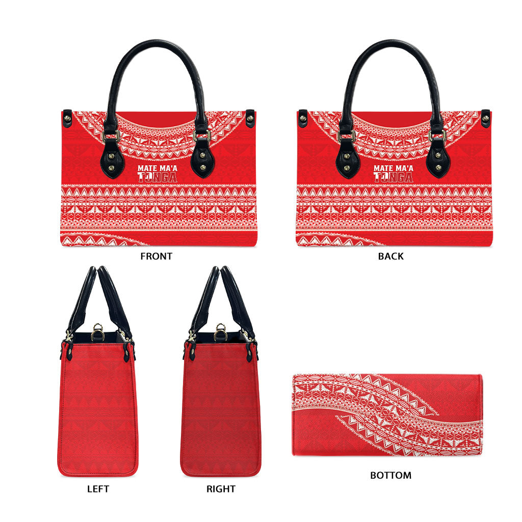 Mate Ma'a Tonga 2026 Rugby Leather Bag Go Champions Tongan Ngatu Pattern LT14 - Polynesian Pride