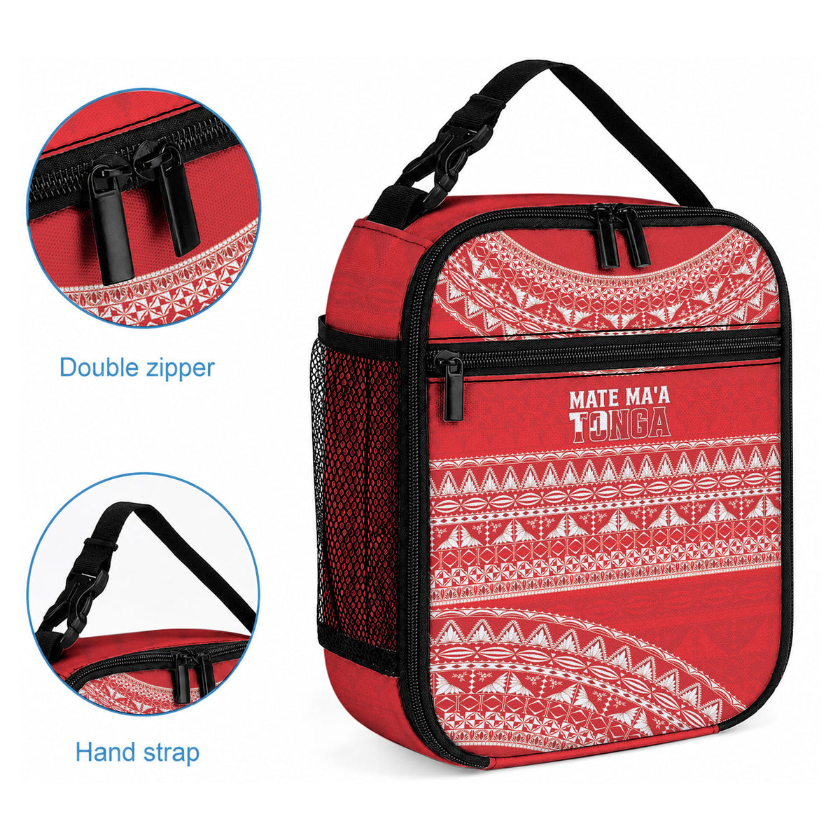 Mate Ma'a Tonga 2026 Rugby Lunch Bag Go Champions Tongan Ngatu Pattern LT14 - Polynesian Pride