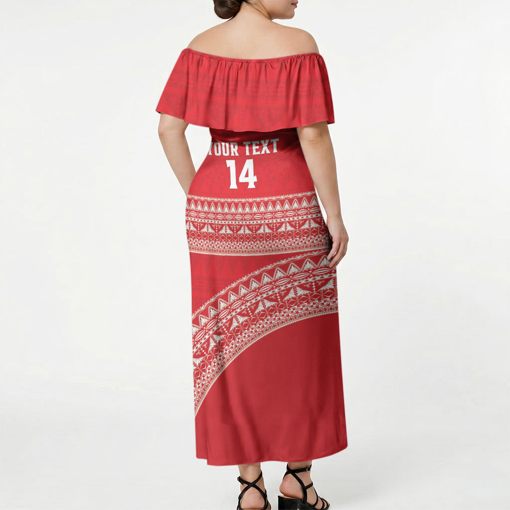 Mate Ma'a Tonga 2026 Rugby Custom Off Shoulder Maxi Dress Go Champions Tongan Ngatu Pattern LT14 - Polynesian Pride