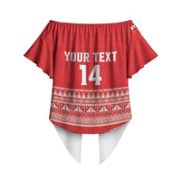 Mate Ma'a Tonga 2026 Rugby Custom Off Shoulder Wrap Waist Top Go Champions Tongan Ngatu Pattern LT14 - Polynesian Pride