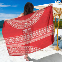 Mate Ma'a Tonga 2026 Rugby Sarong Go Champions Tongan Ngatu Pattern LT14 One Size 44 x 66 inches Red - Polynesian Pride