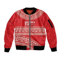Mate Ma'a Tonga 2026 Rugby Custom Sleeve Zip Bomber Jacket Go Champions Tongan Ngatu Pattern LT14 Unisex Red - Polynesian Pride