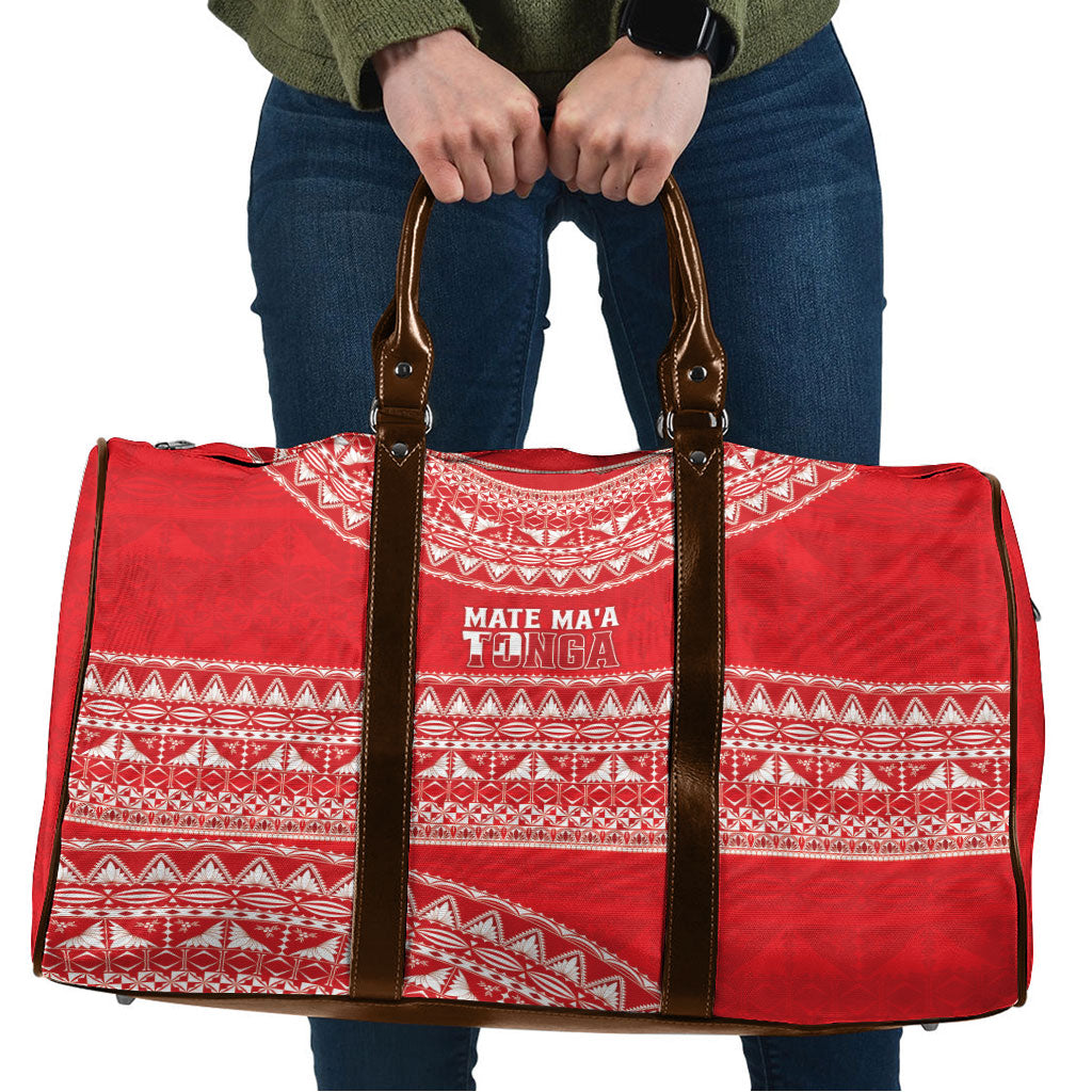 Mate Ma'a Tonga 2026 Rugby Travel Bag Go Champions Tongan Ngatu Pattern LT14 Red - Polynesian Pride