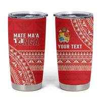 Mate Ma'a Tonga 2026 Rugby Custom Tumbler Cup Go Champions Tongan Ngatu Pattern LT14 Red - Polynesian Pride