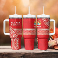 Mate Ma'a Tonga 2026 Rugby Custom Tumbler With Handle Go Champions Tongan Ngatu Pattern LT14 - Polynesian Pride