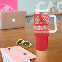 Mate Ma'a Tonga 2026 Rugby Custom Tumbler With Handle Go Champions Tongan Ngatu Pattern LT14 - Polynesian Pride