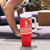 Mate Ma'a Tonga 2026 Rugby Custom Tumbler With Handle Go Champions Tongan Ngatu Pattern LT14 - Polynesian Pride