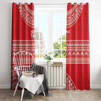 Mate Ma'a Tonga 2026 Rugby Window Curtain Go Champions Tongan Ngatu Pattern LT14 - Polynesian Pride