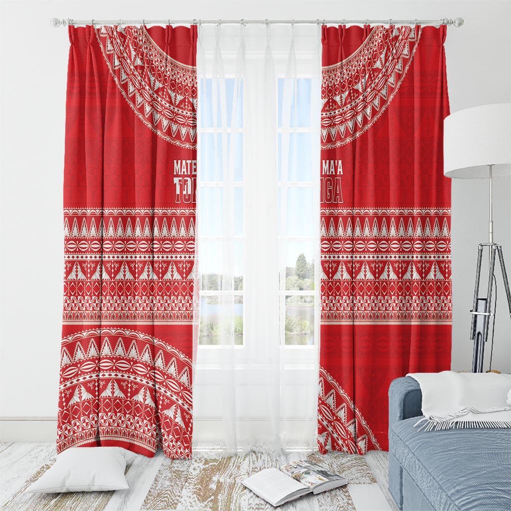 Mate Ma'a Tonga 2026 Rugby Window Curtain Go Champions Tongan Ngatu Pattern LT14 - Polynesian Pride