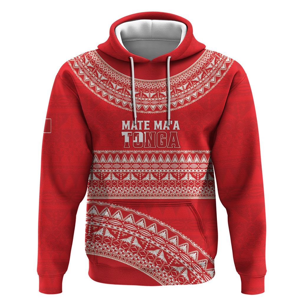 Mate Ma'a Tonga 2026 Rugby Custom Zip Hoodie Go Champions Tongan Ngatu Pattern LT14 Pullover Hoodie Red - Polynesian Pride
