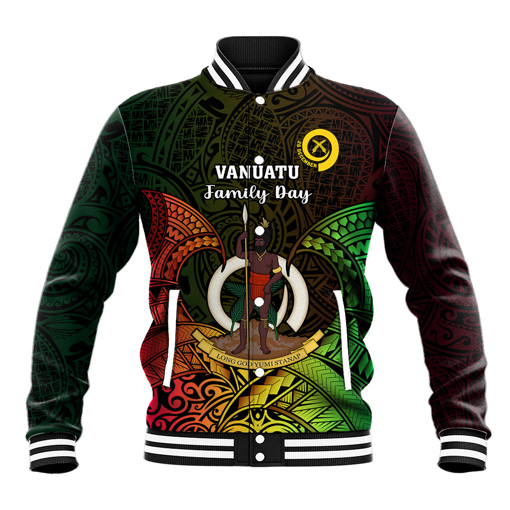 Personalised Vanuatu Family Day Baseball Jacket Happy 26 December Vanuatuan Pig Tusk LT14 Unisex Black - Polynesian Pride