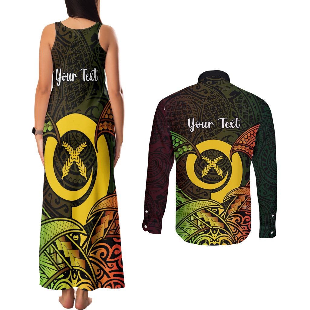 Personalised Vanuatu Family Day Couples Matching Tank Maxi Dress and Long Sleeve Button Shirt Happy 26 December Vanuatuan Pig Tusk LT14 - Polynesian Pride