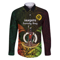 Personalised Vanuatu Family Day Family Matching Off Shoulder Maxi Dress and Hawaiian Shirt Happy 26 December Vanuatuan Pig Tusk LT14 Dad's Shirt - Long Sleeve Black - Polynesian Pride