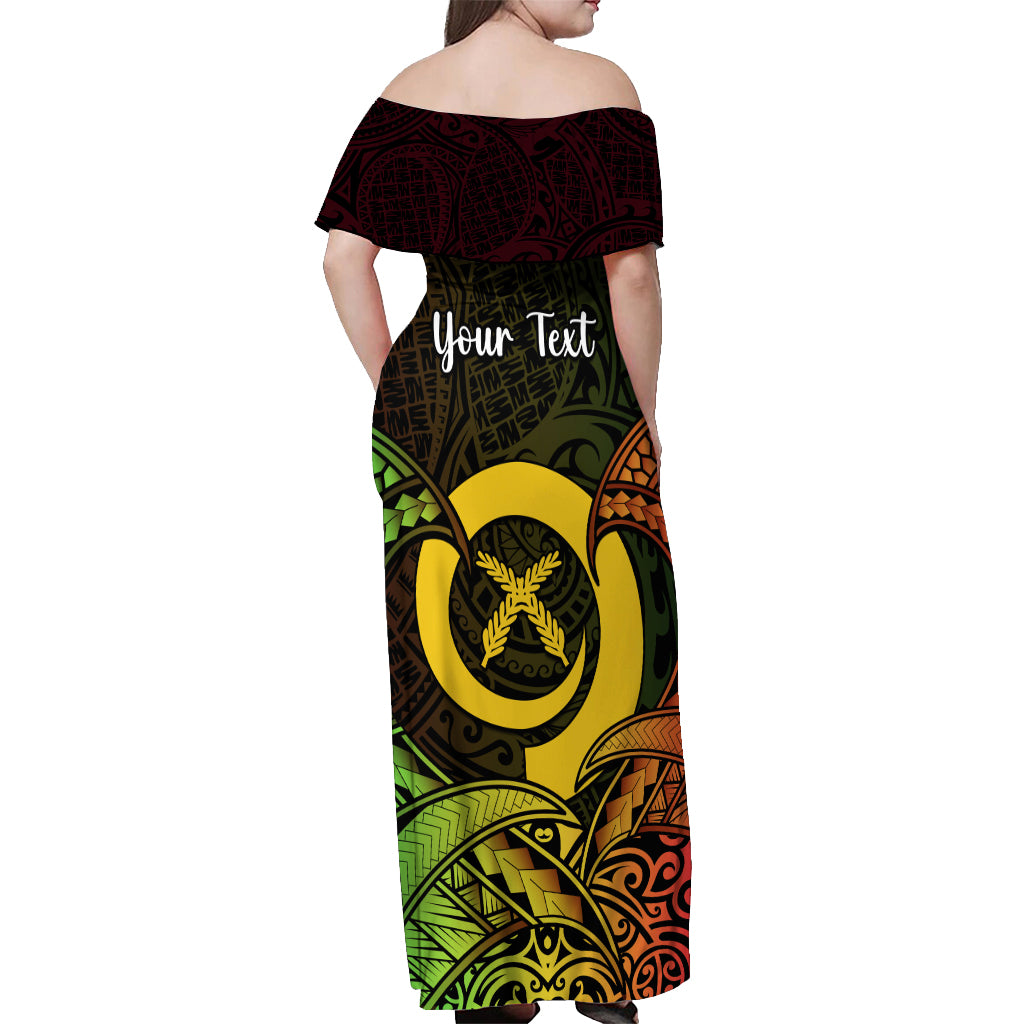 Personalised Vanuatu Family Day Off Shoulder Maxi Dress Happy 26 December Vanuatuan Pig Tusk LT14 - Polynesian Pride