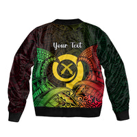 Personalised Vanuatu Family Day Sleeve Zip Bomber Jacket Happy 26 December Vanuatuan Pig Tusk LT14 - Polynesian Pride