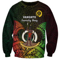 Personalised Vanuatu Family Day Sweatshirt Happy 26 December Vanuatuan Pig Tusk LT14 Unisex Black - Polynesian Pride