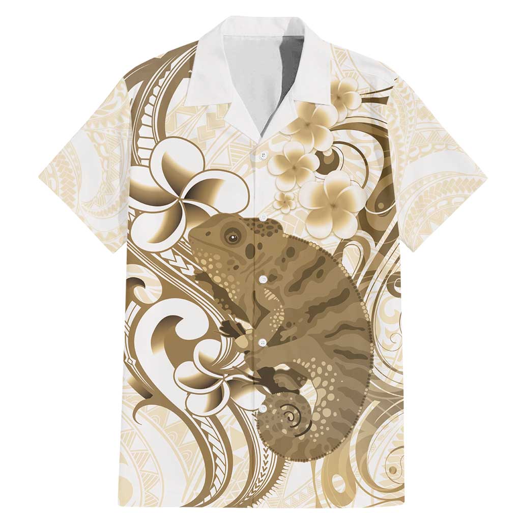 Brown And White Hawaii Chameleon Family Matching Mermaid Dress and Hawaiian Shirt Plumeria Polynesian Tribal Art LT14 Dad's Shirt - Short Sleeve Brown - Polynesian Pride