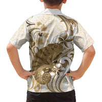 Brown And White Hawaii Chameleon Family Matching Off Shoulder Maxi Dress and Hawaiian Shirt Plumeria Polynesian Tribal Art LT14 - Polynesian Pride