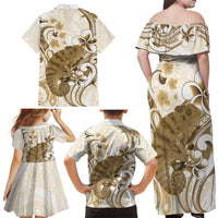 Brown And White Hawaii Chameleon Family Matching Off Shoulder Maxi Dress and Hawaiian Shirt Plumeria Polynesian Tribal Art LT14 - Polynesian Pride