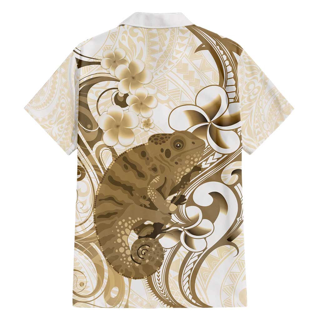 Brown And White Hawaii Chameleon Family Matching Off Shoulder Maxi Dress and Hawaiian Shirt Plumeria Polynesian Tribal Art LT14 - Polynesian Pride