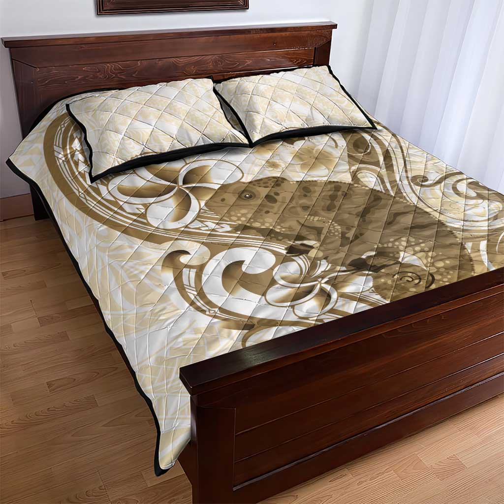 Brown And White Hawaii Chameleon Quilt Bed Set Plumeria Polynesian Tribal Art LT14 - Polynesian Pride