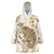 Brown And White Hawaii Chameleon Wearable Blanket Hoodie Plumeria Polynesian Tribal Art