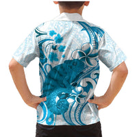 Cyan And White Hawaii Chameleon Family Matching Mermaid Dress and Hawaiian Shirt Plumeria Polynesian Tribal Art LT14 - Polynesian Pride