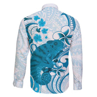 Cyan And White Hawaii Chameleon Family Matching Tank Maxi Dress and Hawaiian Shirt Plumeria Polynesian Tribal Art LT14 - Polynesian Pride