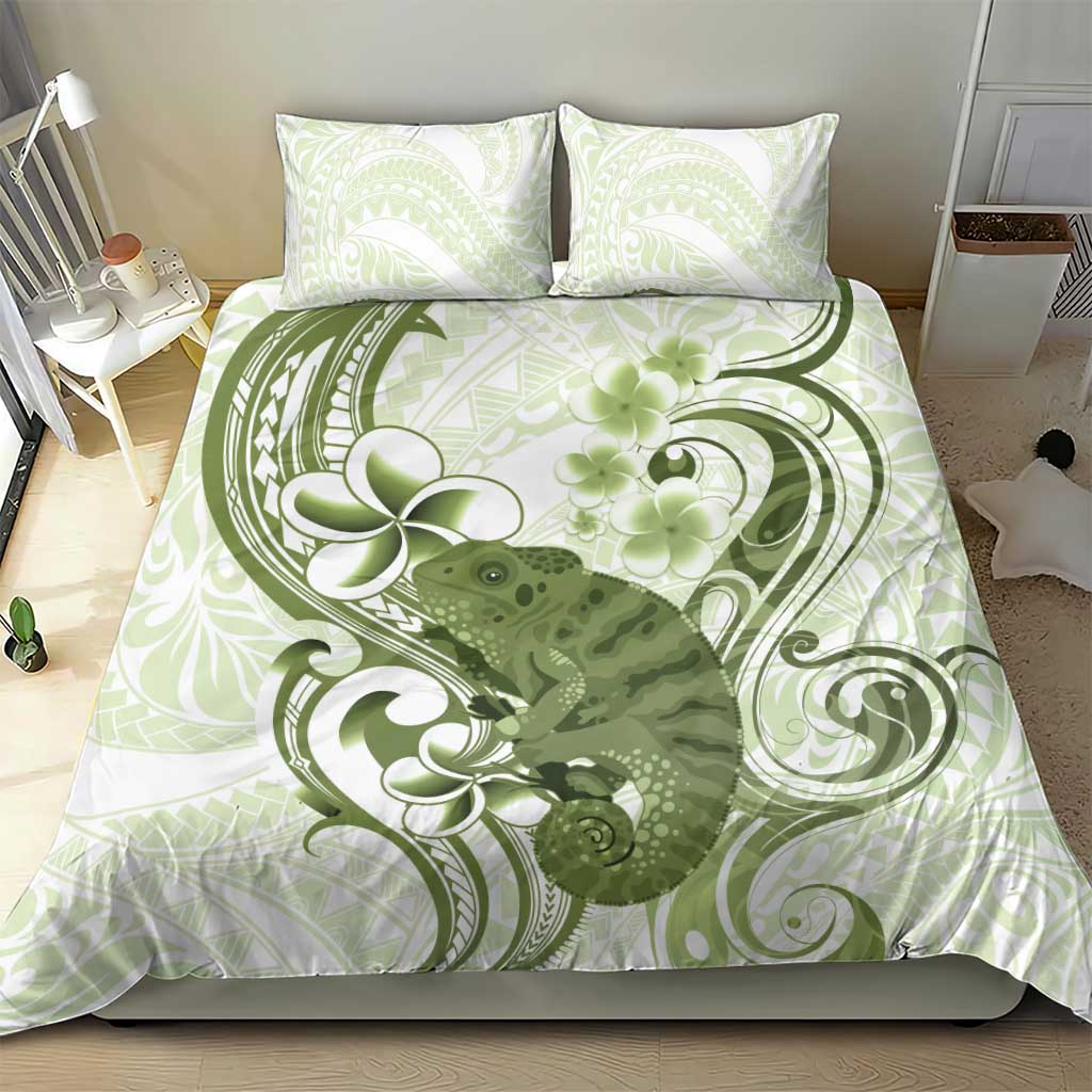 Green And White Hawaii Chameleon Bedding Set Plumeria Polynesian Tribal Art LT14 - Polynesian Pride