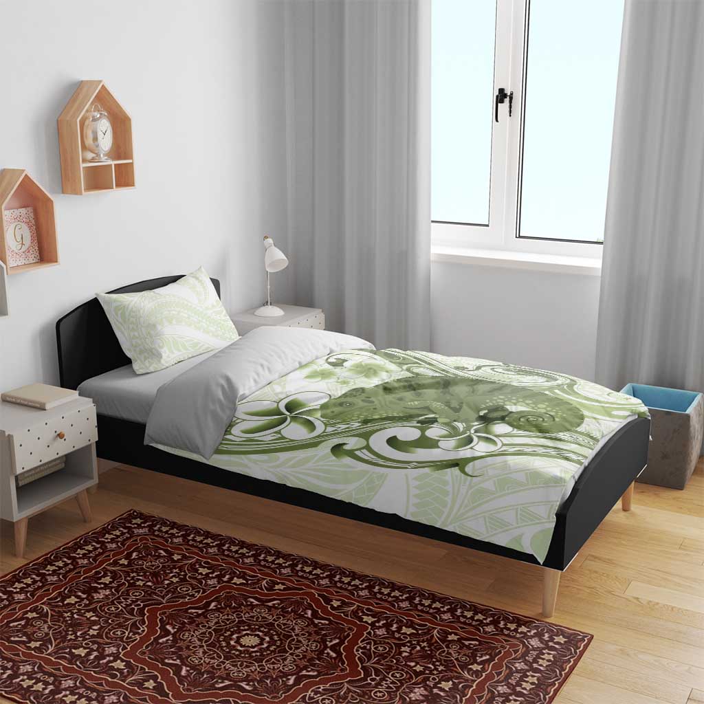 Green And White Hawaii Chameleon Bedding Set Plumeria Polynesian Tribal Art LT14 - Polynesian Pride