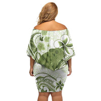 Green And White Hawaii Chameleon Family Matching Off Shoulder Short Dress and Hawaiian Shirt Plumeria Polynesian Tribal Art LT14 - Polynesian Pride