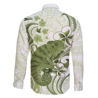 Green And White Hawaii Chameleon Family Matching Summer Maxi Dress and Hawaiian Shirt Plumeria Polynesian Tribal Art LT14 - Polynesian Pride