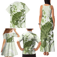 Green And White Hawaii Chameleon Family Matching Tank Maxi Dress and Hawaiian Shirt Plumeria Polynesian Tribal Art LT14 - Polynesian Pride