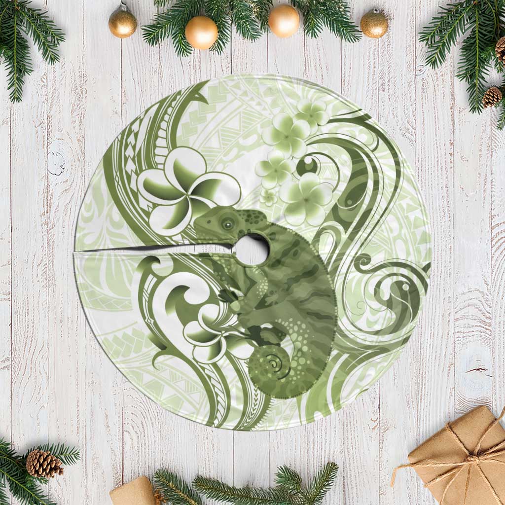 Green And White Hawaii Chameleon Tree Skirt Plumeria Polynesian Tribal Art LT14 Casual Lime Green - Polynesian Pride