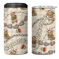 Beige Palaka Hawaii Mele Kalikimaka 4 in 1 Can Cooler Tumbler Ohia Lehua Shell Leis Funny Gingerbread Santa LT14 One Size: 16 oz Beige - Polynesian Pride