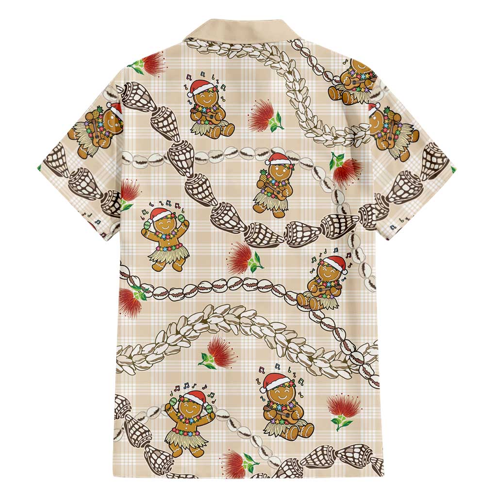Beige Palaka Hawaii Mele Kalikimaka Family Matching Summer Maxi Dress and Hawaiian Shirt Ohia Lehua Shell Leis Funny Gingerbread Santa LT14 - Polynesian Pride