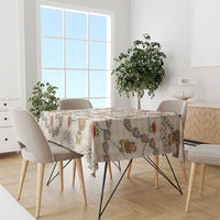 Beige Palaka Hawaii Mele Kalikimaka Tablecloth Ohia Lehua Shell Leis Funny Gingerbread Santa - Polynesian Pride