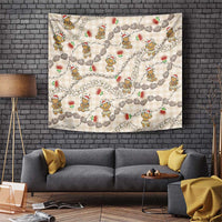 Beige Palaka Hawaii Mele Kalikimaka Tapestry Ohia Lehua Shell Leis Funny Gingerbread Santa - Polynesian Pride