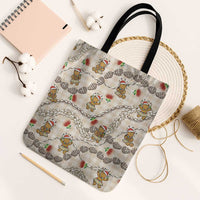 Beige Palaka Hawaii Mele Kalikimaka Tote Bag Ohia Lehua Shell Leis Funny Gingerbread Santa LT14 Black Strap One Size Beige - Polynesian Pride
