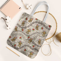 Beige Palaka Hawaii Mele Kalikimaka Tote Bag Ohia Lehua Shell Leis Funny Gingerbread Santa LT14 White Strap One Size Beige - Polynesian Pride