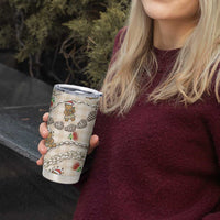 Beige Palaka Hawaii Mele Kalikimaka Tumbler Cup Ohia Lehua Shell Leis Funny Gingerbread Santa - Polynesian Pride