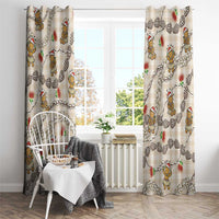 Beige Palaka Hawaii Mele Kalikimaka Window Curtain Ohia Lehua Shell Leis Funny Gingerbread Santa - Polynesian Pride