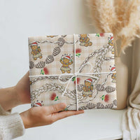 Beige Palaka Hawaii Mele Kalikimaka Wrapping Paper Ohia Lehua Shell Leis Funny Gingerbread Santa - Polynesian Pride