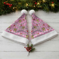 Pink Palaka Hawaii Mele Kalikimaka Christmas Santa Hat Ohia Lehua Shell Leis Funny Gingerbread Santa - Polynesian Pride